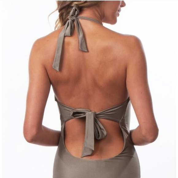 NWT Bellissima Swimsuit Size Small Platinum Khaki With Swarovski Elements - Picture 3 of 12
